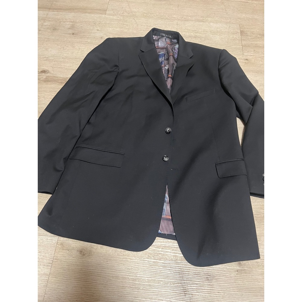 Ted‎ Baker London Modern Fit Black Wool Blazer Jacket Size 46R Bottle Print